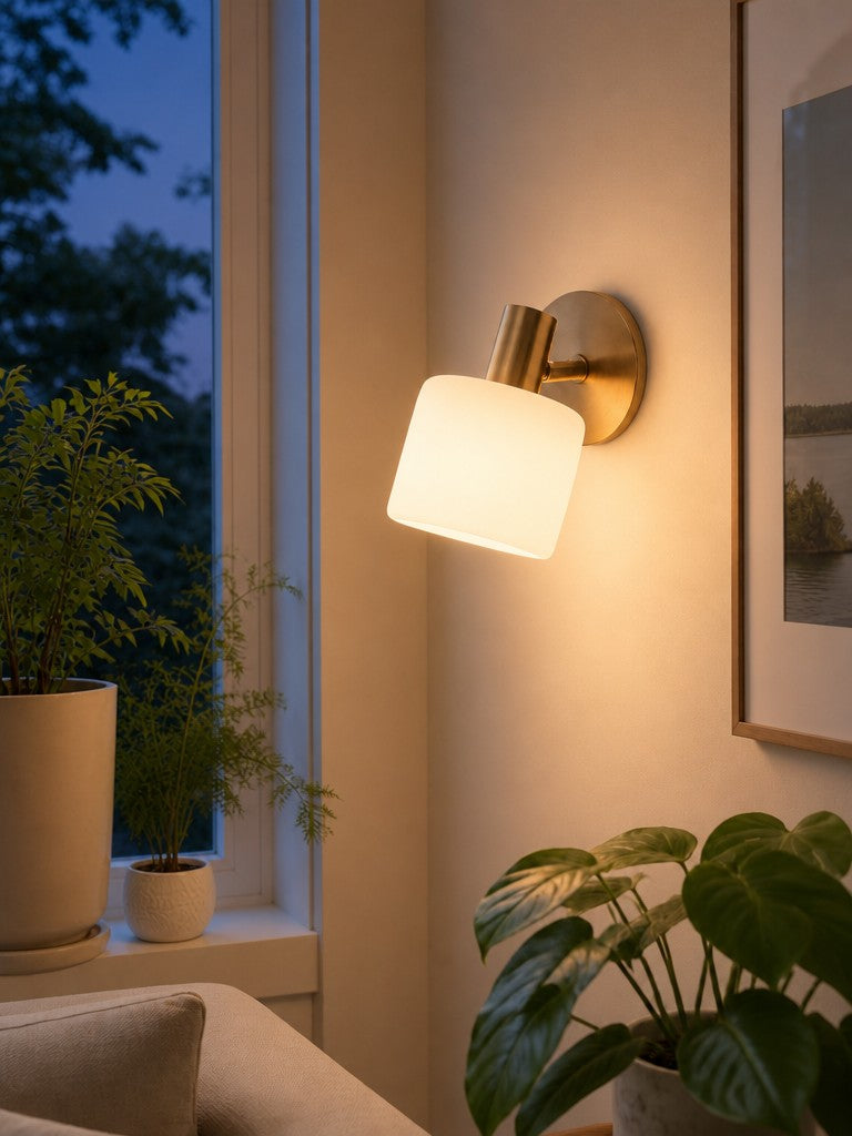 Ceramic Round Wall Lamp White Minimalist Flush Mount Lighting for Hall and Corridor - Lamylie