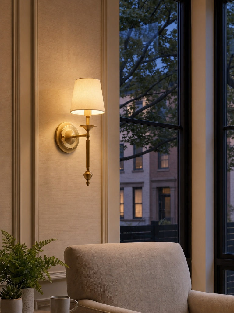Fabric Wall Lamp with Vintage Copper Finish | Atmospheric Lighting for Hall, Bedroom, and Living Room - Lamylie