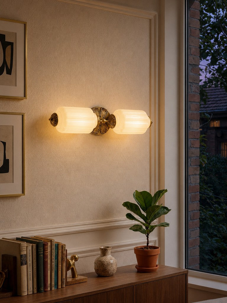 Vintage Glass Wall Lamp Horizontal Model Eloise Light Source for Living Room and Hallway - Lamylie