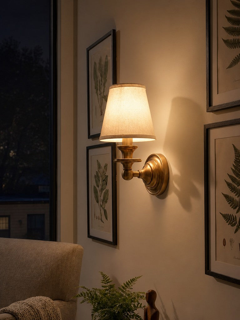 Wall Lamp with Fabric Shade and Gooseneck Arm | Wrought Iron Fixture with Adjustable Reading Lamp - Lamylie