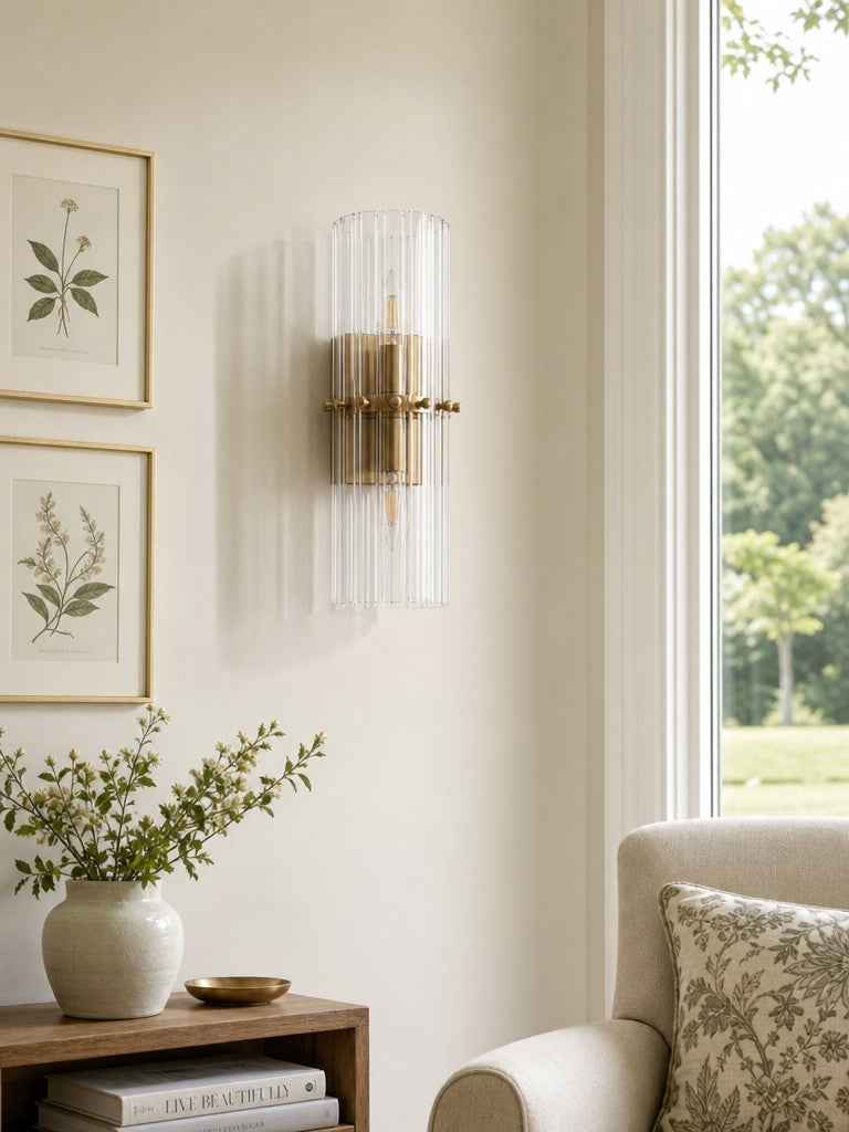 Kristall-Wandlampe mit doppeltem Lichtstrahl - Eleganter Außenlichtstreifen für Schlafzimmer - Innenbeleuchtung mit glänzenden Kristallen - Lamylie