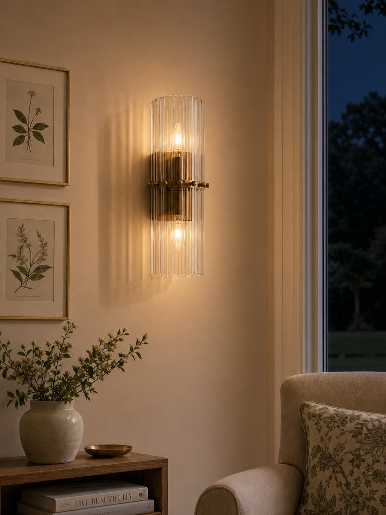 Crystal Wall Lamp with Double Light Beam - Elegant Outdoor Light Strip for Bedroom - Interior Lighting with Shiny Crystals - Lamylie