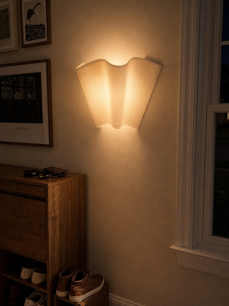 Wandlampe mit gewelltem Leinen-Schirm Retro-Design Klassische Ambientebeleuchtung für Wohnzimmer Schlafzimmer Leseecke - Lamylie