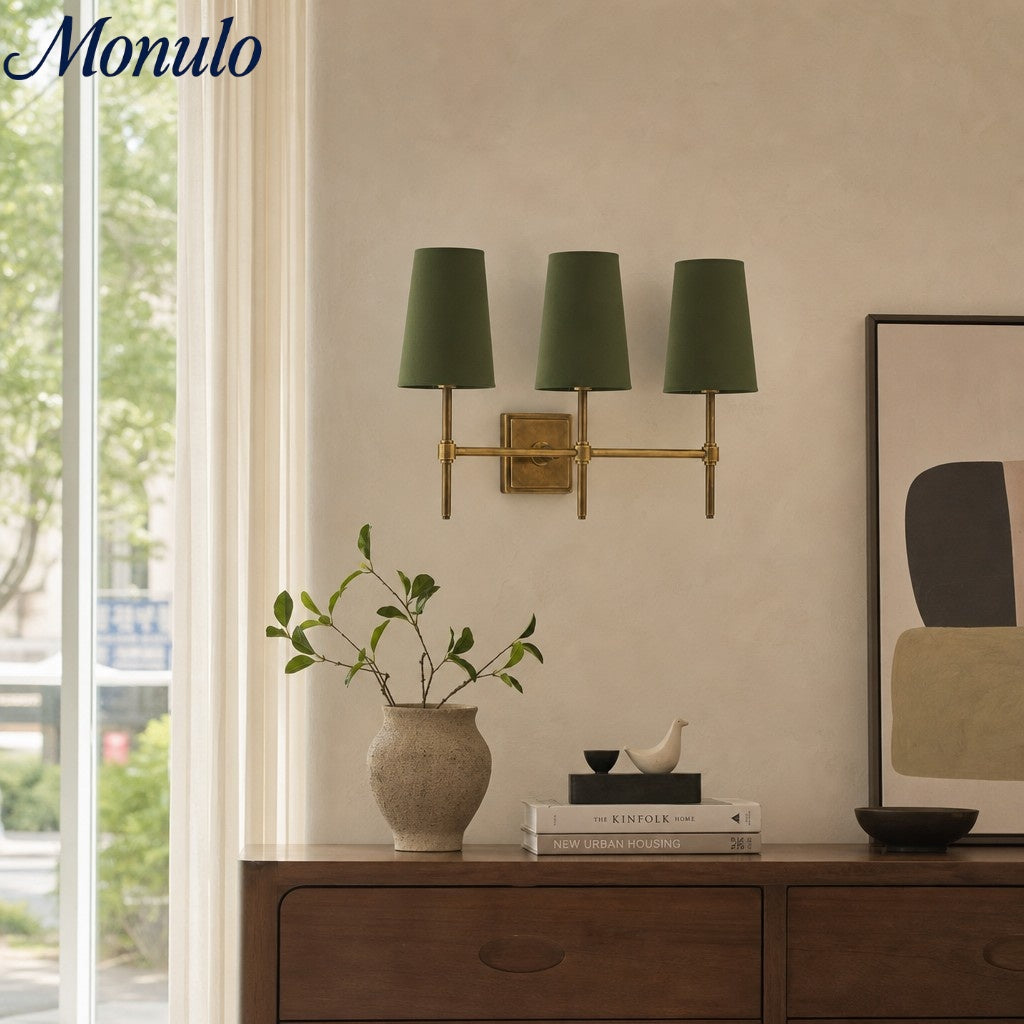 Wandleuchte mit Leinen-Schirm - Retro Metallwandleuchte für Schlafzimmer und Flur - Lamylie