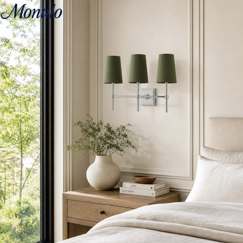 Wandleuchte mit Leinen-Schirm - Retro Metallwandleuchte für Schlafzimmer und Flur - Lamylie