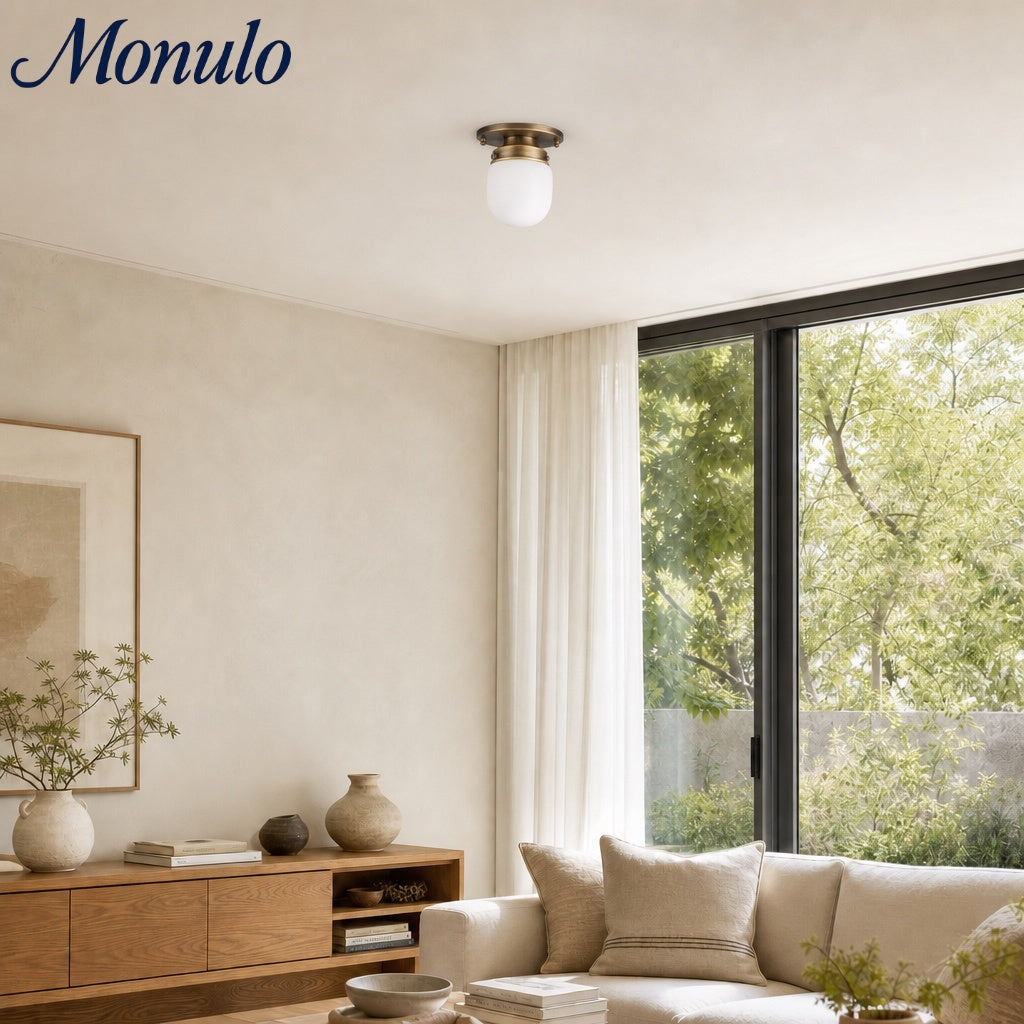 Opal Glass Wall & Ceiling Lamp Dual Function Modern Design Brass - Lamylie
