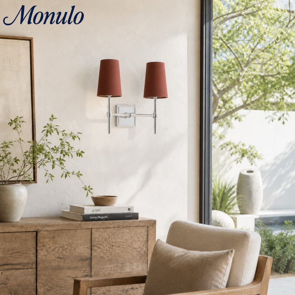 Wandleuchte mit Leinen-Schirm - Retro Metallwandleuchte für Schlafzimmer und Flur - Lamylie