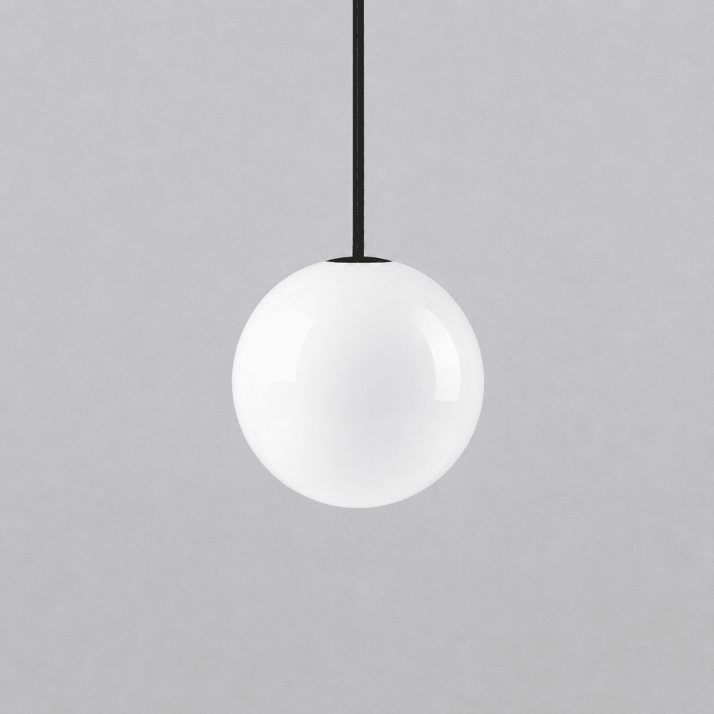 Architektoniczna lampa wisząca z opalowym szkłem — mosiężna lub czarna — Ø9-30cm — wysokość 100-200cm - Lamylie