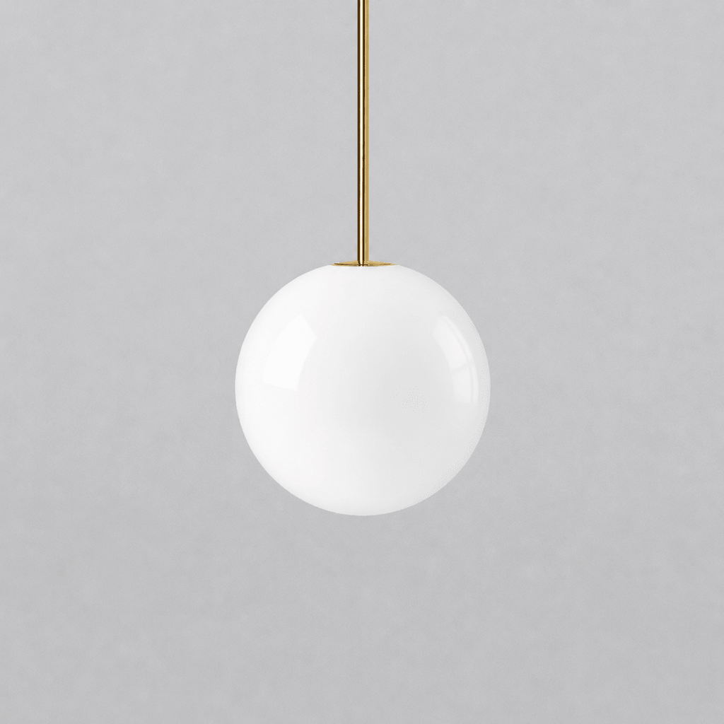 Architektoniczna lampa wisząca z opalowym szkłem — mosiężna lub czarna — Ø9-30cm — wysokość 100-200cm - Lamylie