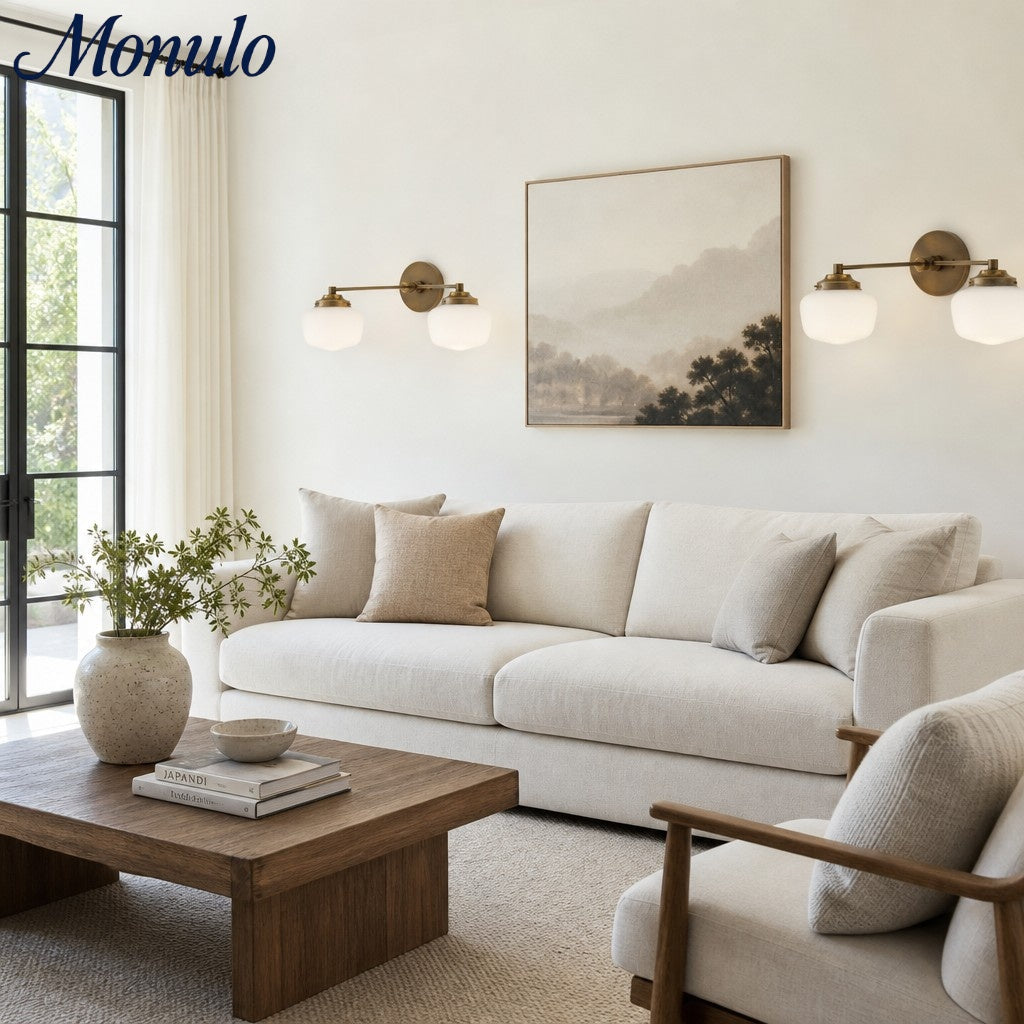 Globus-Wandlampe Klassische Badezimmer-Schulhausbeleuchtung Mattes Opalglas für Spiegel und Waschbecken - Lamylie