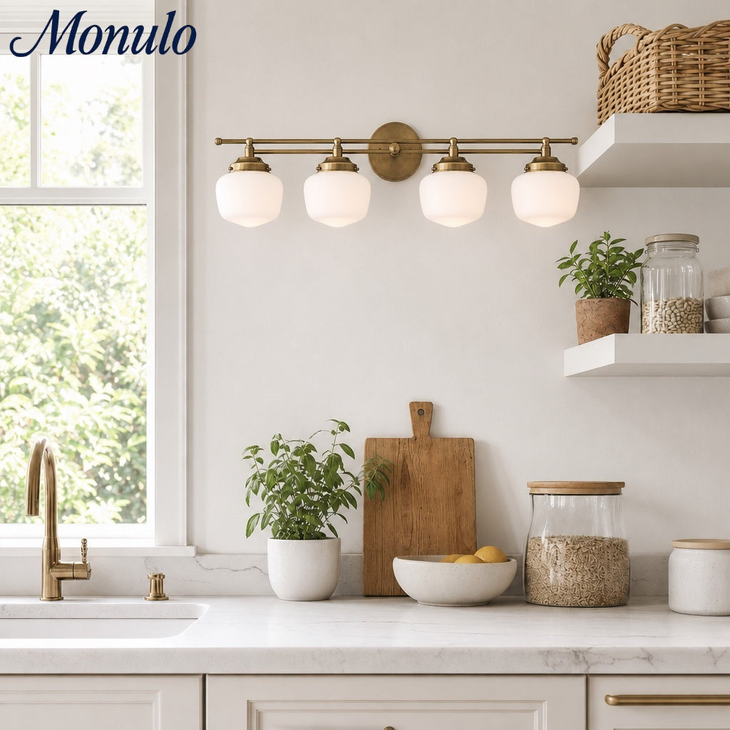 Globe Wall Lamp Classic Bathroom Schoolhouse Lighting Matte Opal Glass for Mirror and Sink - Lamylie