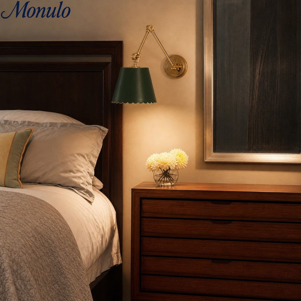 Wall Lamp with Scalloped Shade | Modern Rustic Lighting for Bedroom and Living Spaces - Lamylie