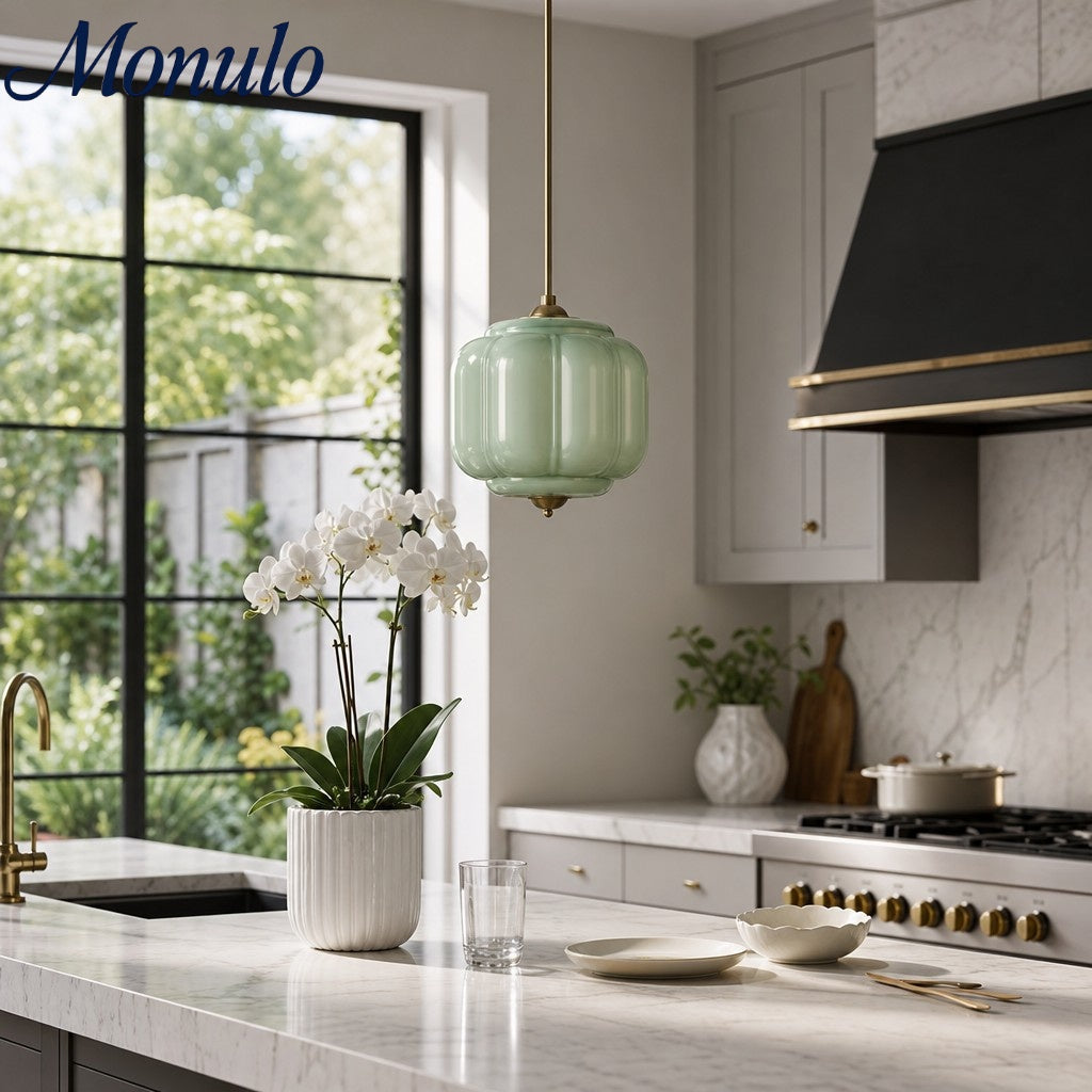 Vintage Milk Glass Pendant Lamp with Wavy Edge | Scandinavian Atmosphere Lighting for Kitchen and Bedroom - Lamylie