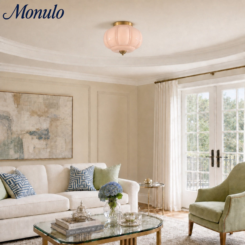 Retro Ceiling Lamp with Milk Glass Shade | Refined Semi-Flush Mount Lighting for Modern Interiors - Lamylie