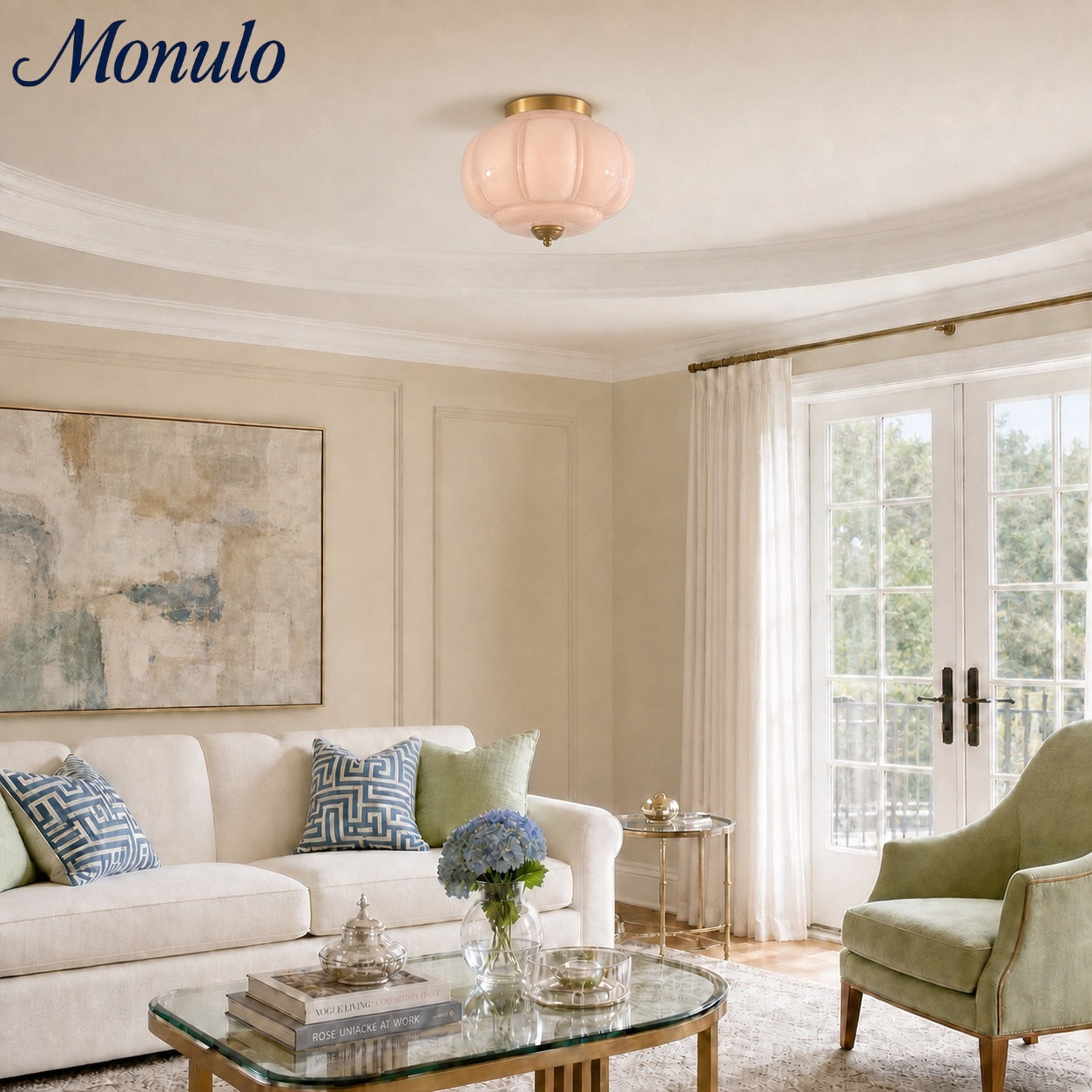 Retro Ceiling Lamp with Milk Glass Shade | Refined Semi-Flush Mount Lighting for Modern Interiors - Lamylie