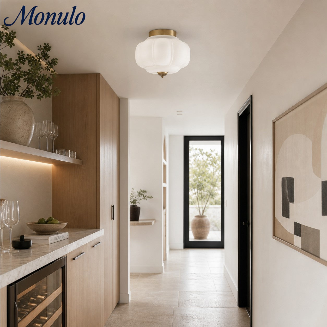 Retro Ceiling Lamp with Milk Glass Shade | Refined Semi-Flush Mount Lighting for Modern Interiors - Lamylie