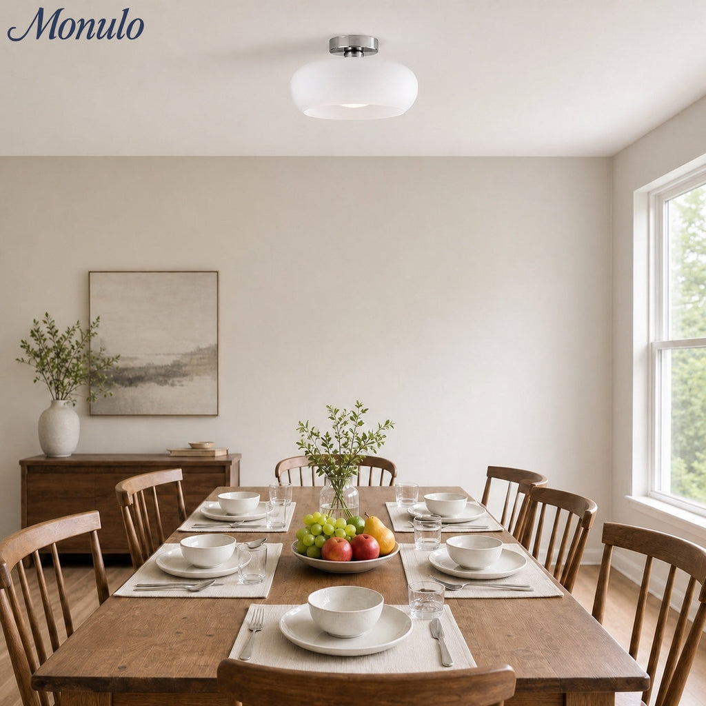 Ceiling Lamp Glass Disc Bauhaus Design Brass or Chrome Orange Yellow or White Glass Retro Stylish Lighting - Lamylie