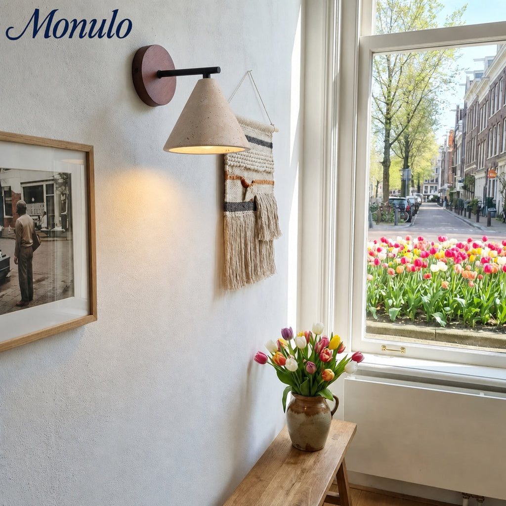 Travertin Wandleuchte konisches Design Minimalistische Akzentbeleuchtung Schlafzimmer Wohnzimmer - Lamylie