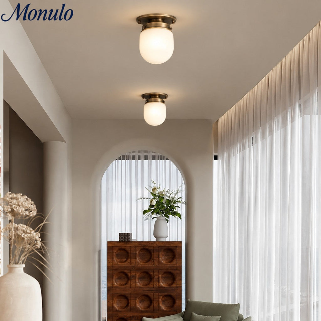 Opal Glass Wall & Ceiling Lamp Dual Function Modern Design Brass - Lamylie