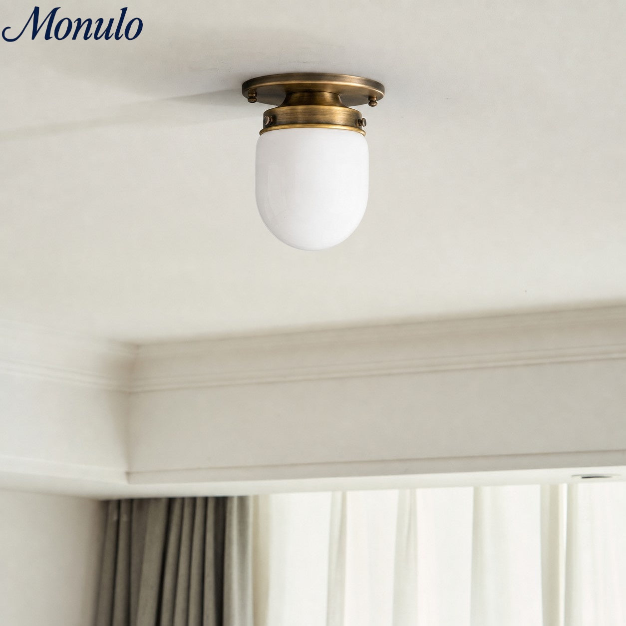 Opal Glass Wall & Ceiling Lamp Dual Function Modern Design Brass - Lamylie