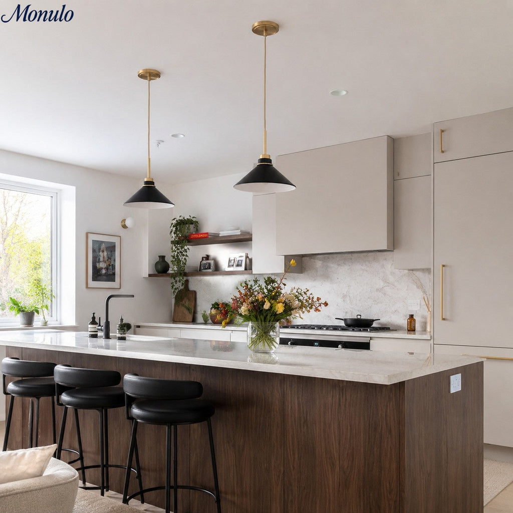 Cone-Shaped Pendant Lamp in Country Style - Dimmable - For Kitchen and Hall - Scandinavian Inspired - Modern Farmhouse Lighting - Lamylie