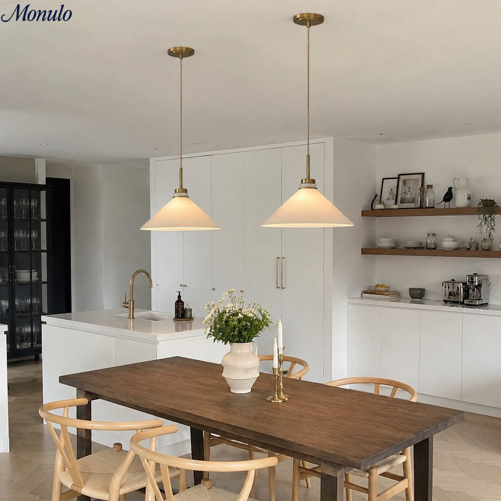 Cone-Shaped Pendant Lamp in Country Style - Dimmable - For Kitchen and Hall - Scandinavian Inspired - Modern Farmhouse Lighting - Lamylie