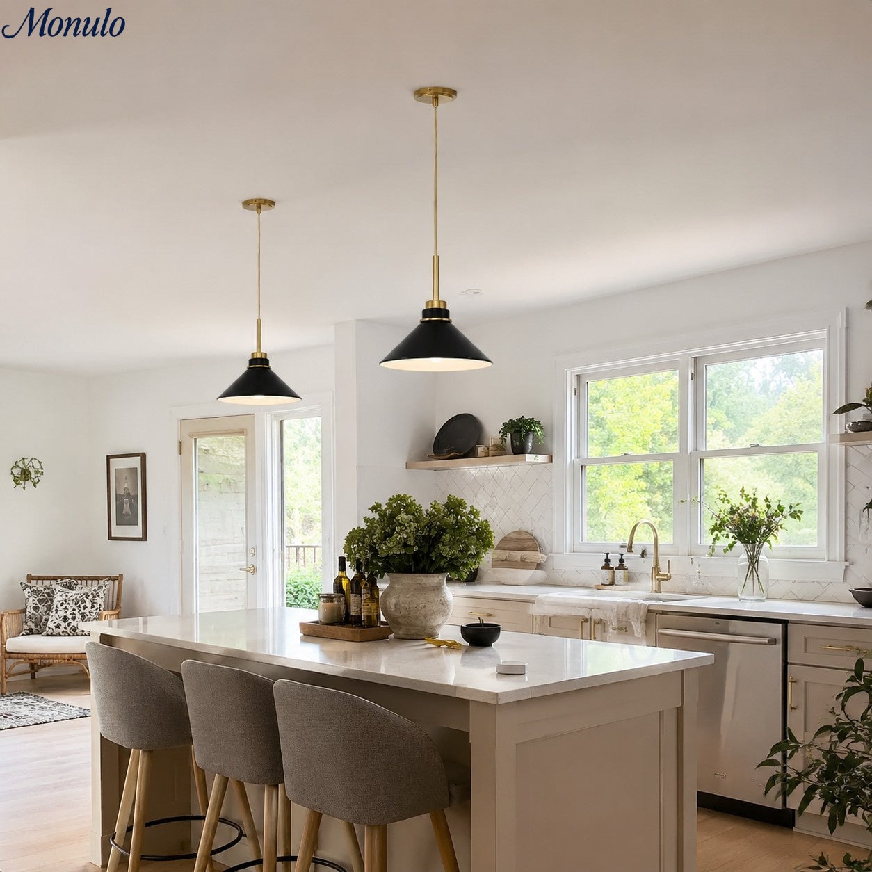 Cone-Shaped Pendant Lamp in Country Style - Dimmable - For Kitchen and Hall - Scandinavian Inspired - Modern Farmhouse Lighting - Lamylie