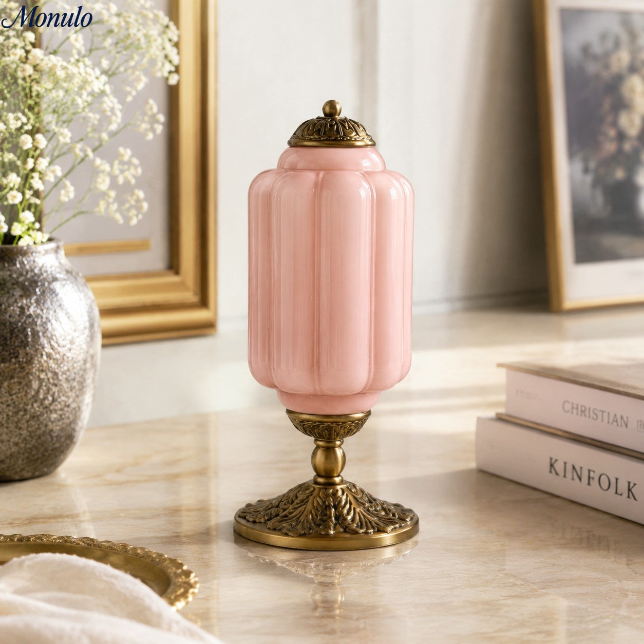 Vintage Glass Table Lamp with Brass or Black Finish - Lamylie
