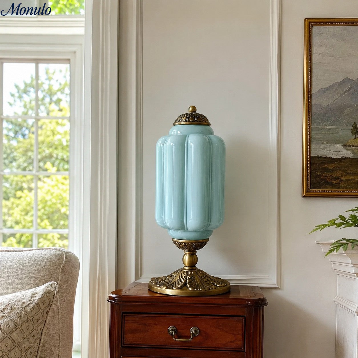 Vintage Glass Table Lamp with Brass or Black Finish - Lamylie