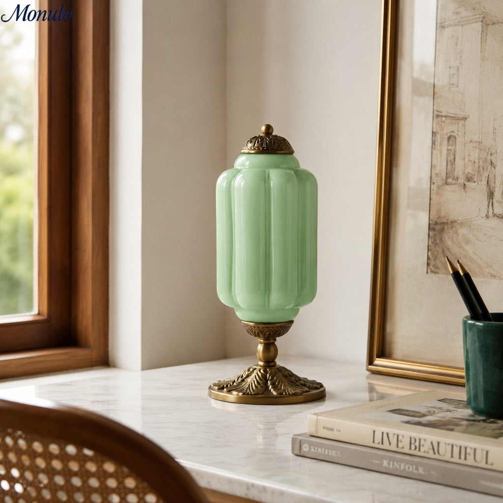 Vintage Glass Table Lamp with Brass or Black Finish - Lamylie