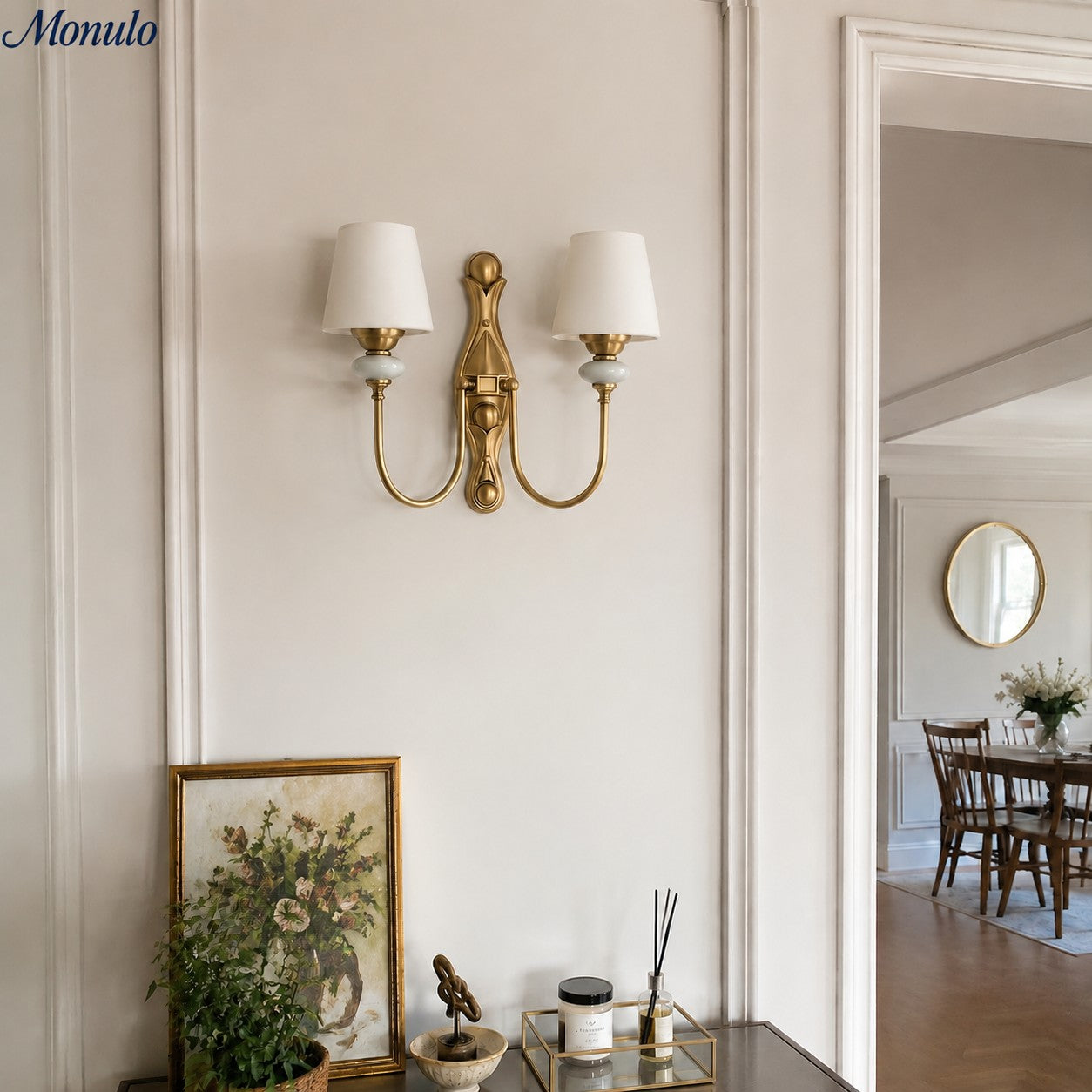Ceramic Wall Lamp with Fabric Shade - 1 or 2 Light Points - E27 - Various Colors & Styles - Lamylie