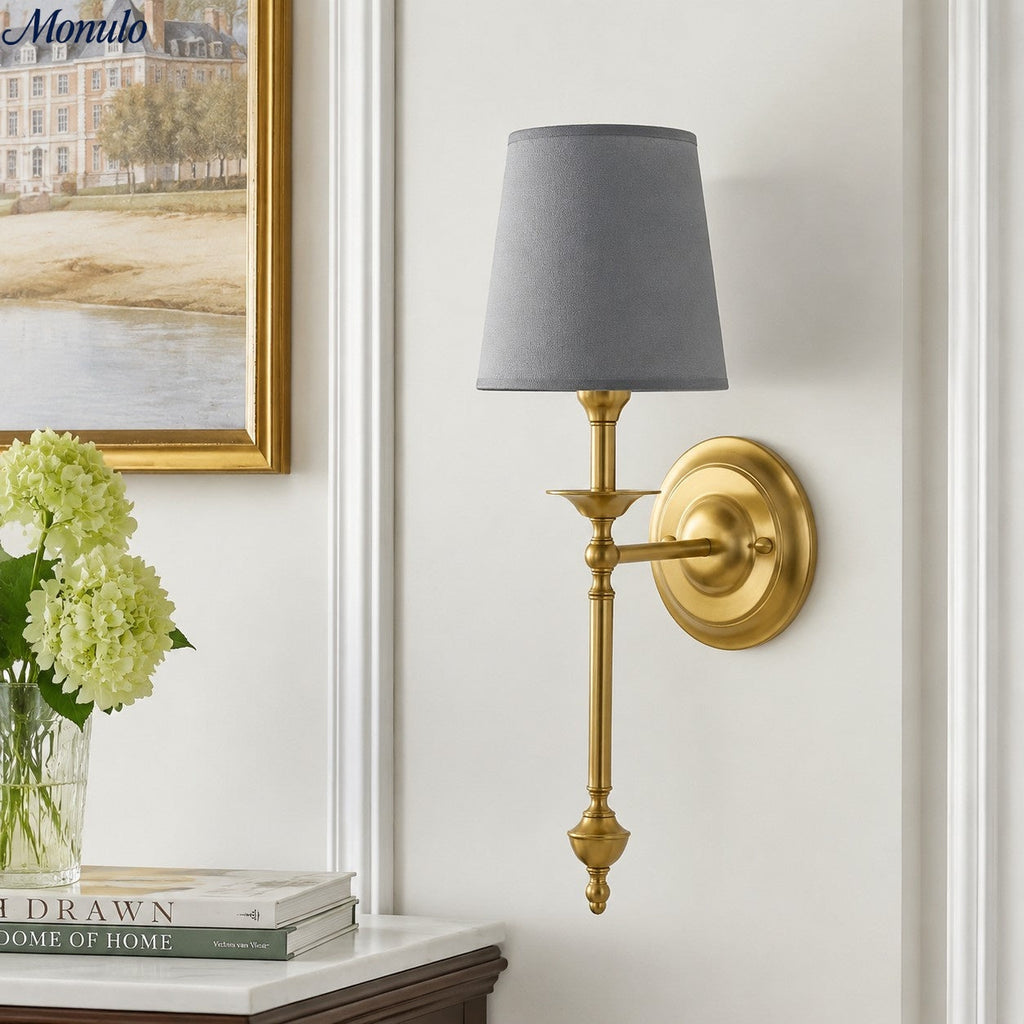 Stoffwandleuchte mit Vintage-Kupfer-Finish | Atmosphärische Beleuchtung für Flur, Schlafzimmer und Wohnzimmer - Lamylie