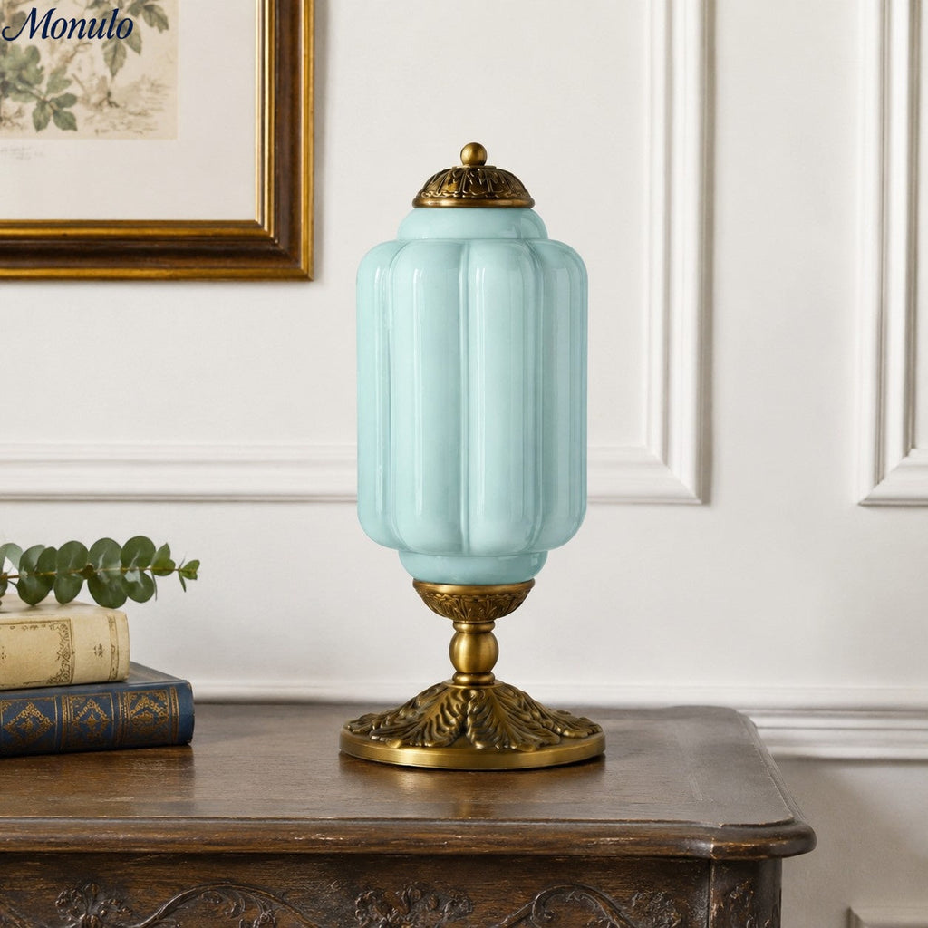 Vintage Glass Table Lamp with Brass or Black Finish - Lamylie