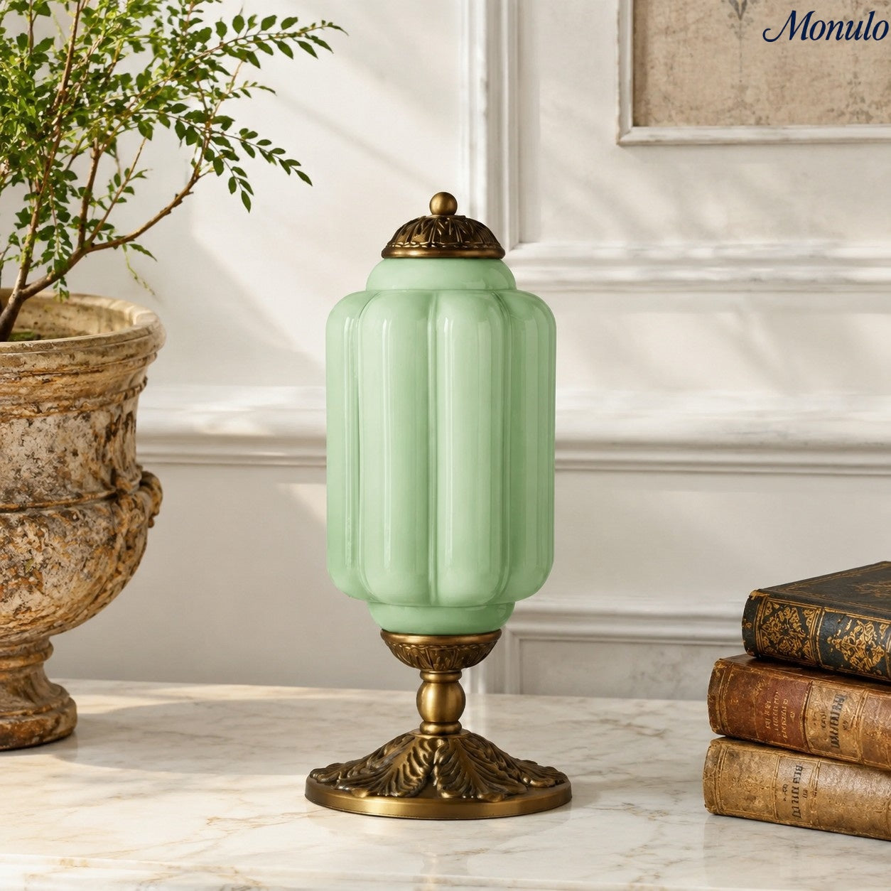 Vintage Glass Table Lamp with Brass or Black Finish - Lamylie