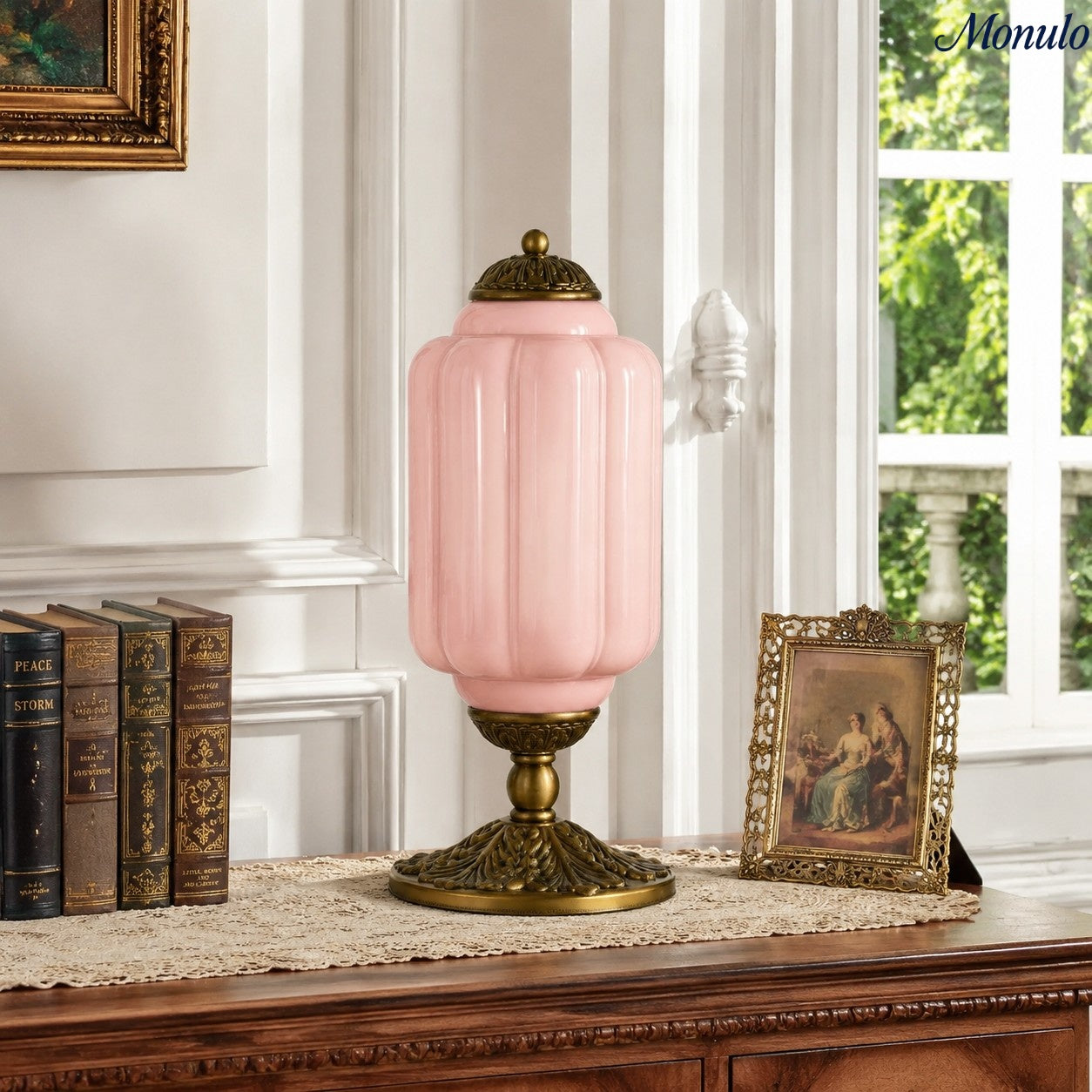 Vintage Glass Table Lamp with Brass or Black Finish - Lamylie