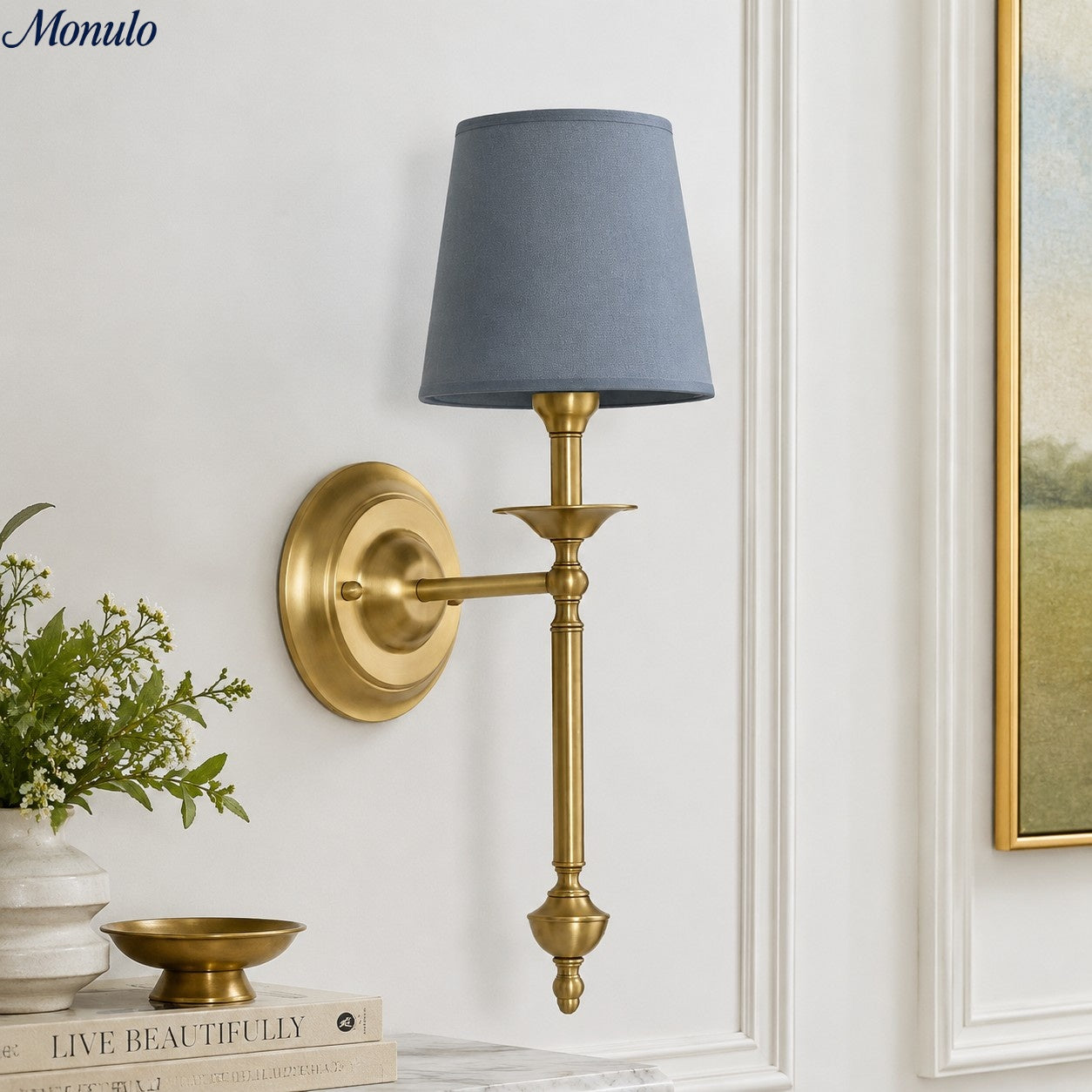 Stoffwandleuchte mit Vintage-Kupfer-Finish | Atmosphärische Beleuchtung für Flur, Schlafzimmer und Wohnzimmer - Lamylie