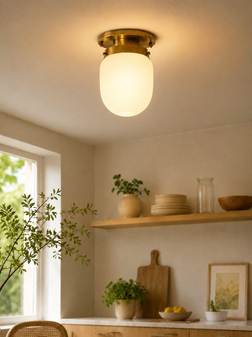 Opal Glass Wall & Ceiling Lamp Dual Function Modern Design Brass - Lamylie
