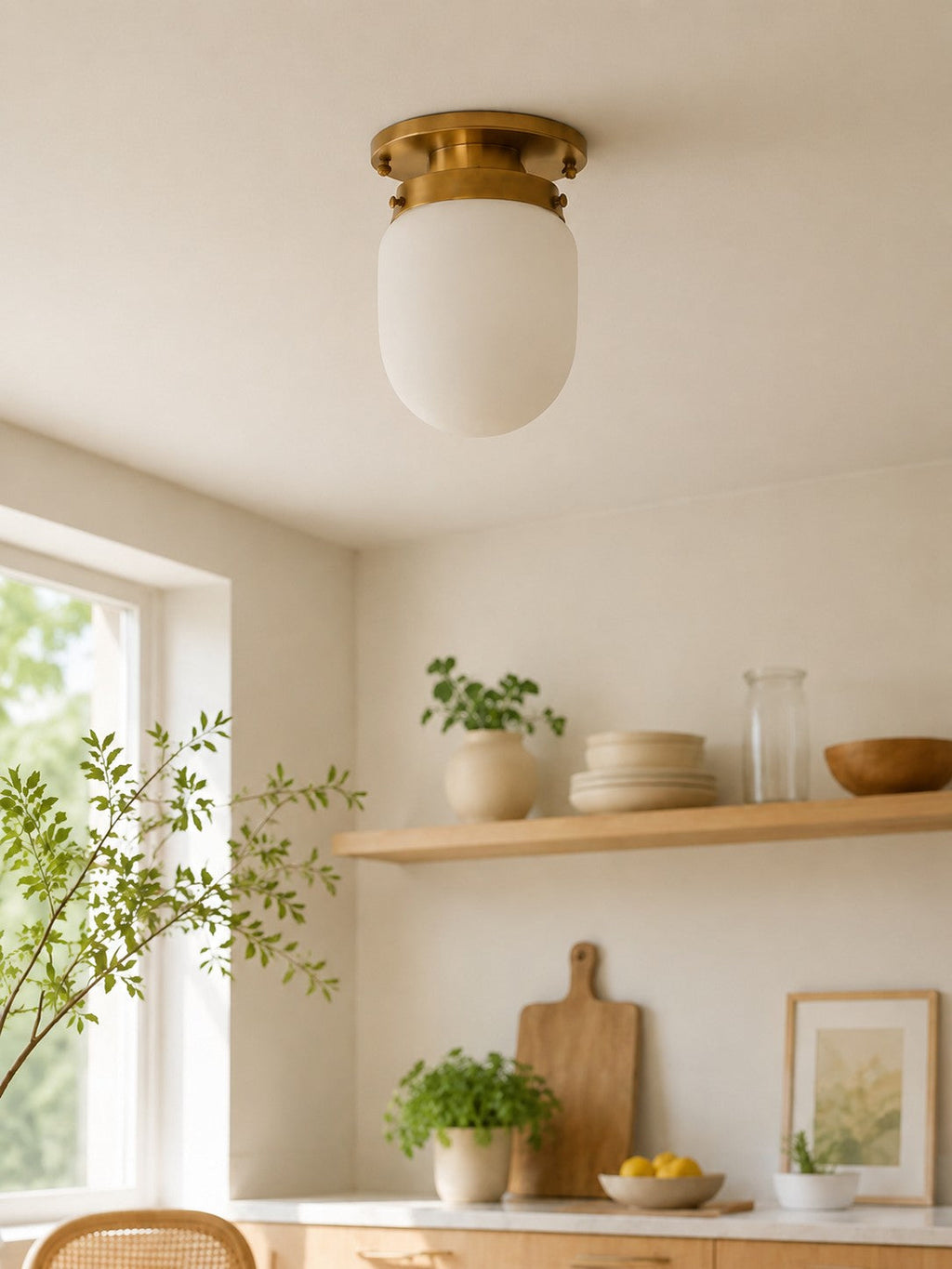 Opal Glass Wall & Ceiling Lamp Dual Function Modern Design Brass - Lamylie