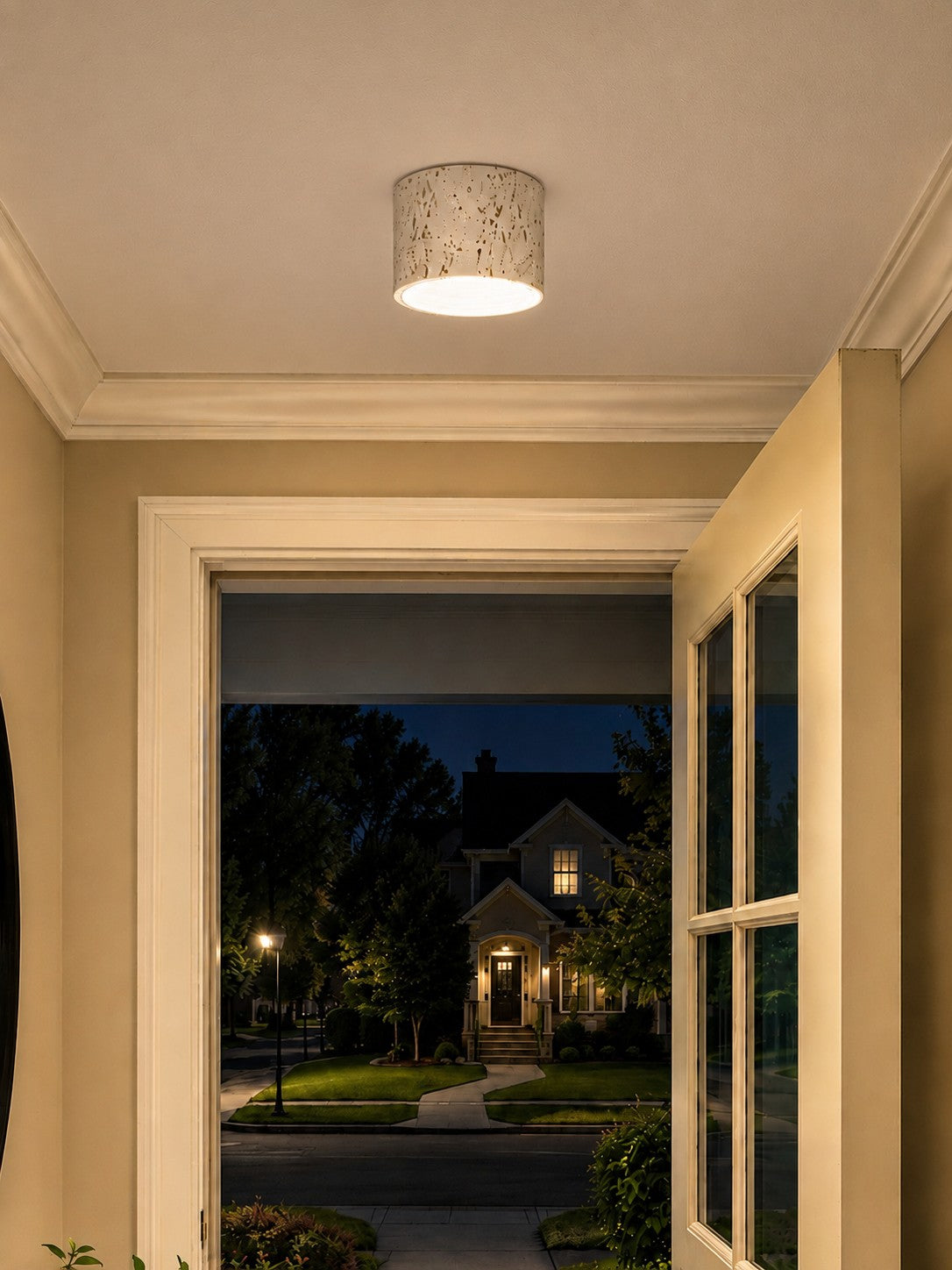 Zylindrische Travertin-Deckenlampe | LED-Beleuchtung für moderne Innenräume - Lamylie