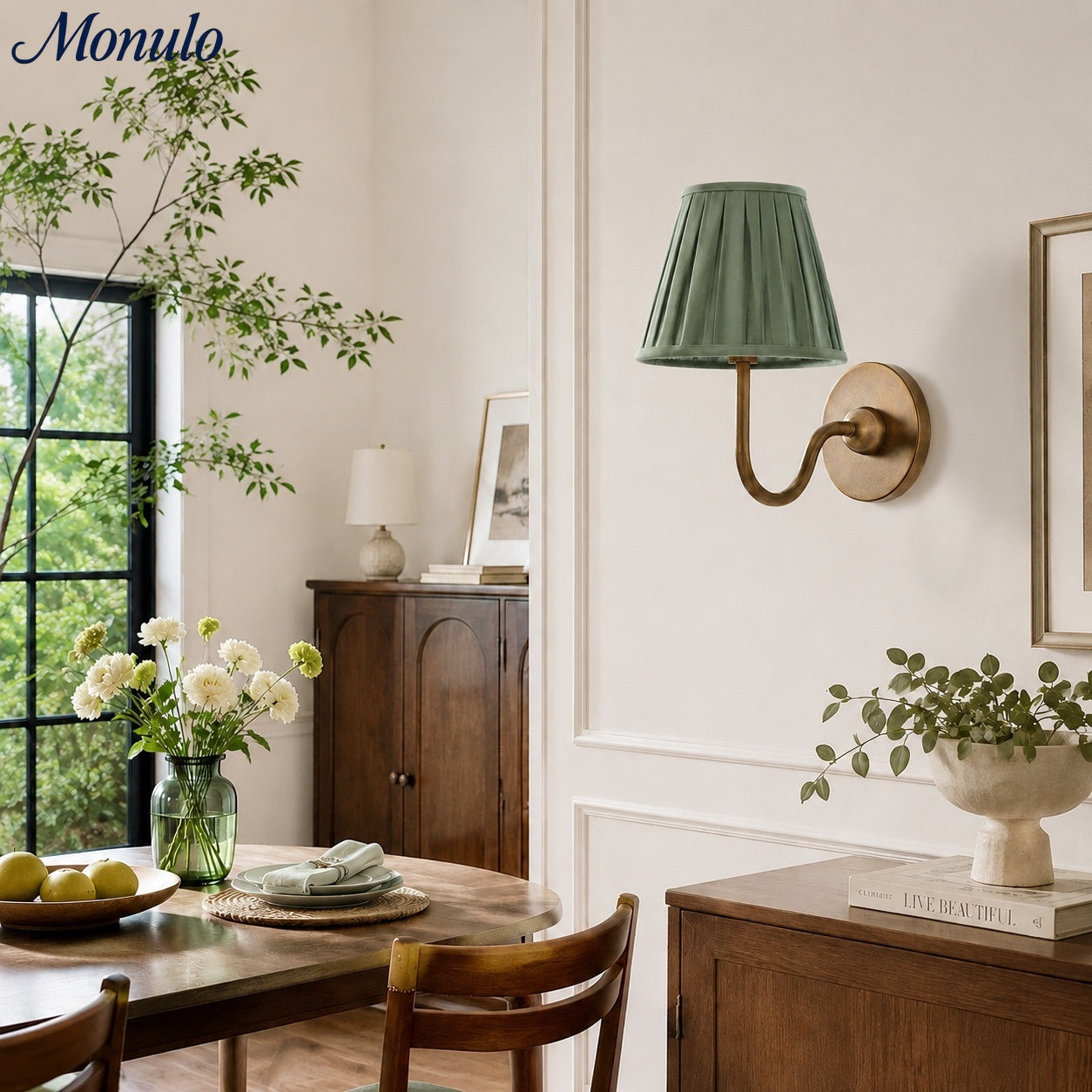Wall Lamp with Pleated Fabric Shade | Classic Lighting for Bedroom and Living Room - Lamylie