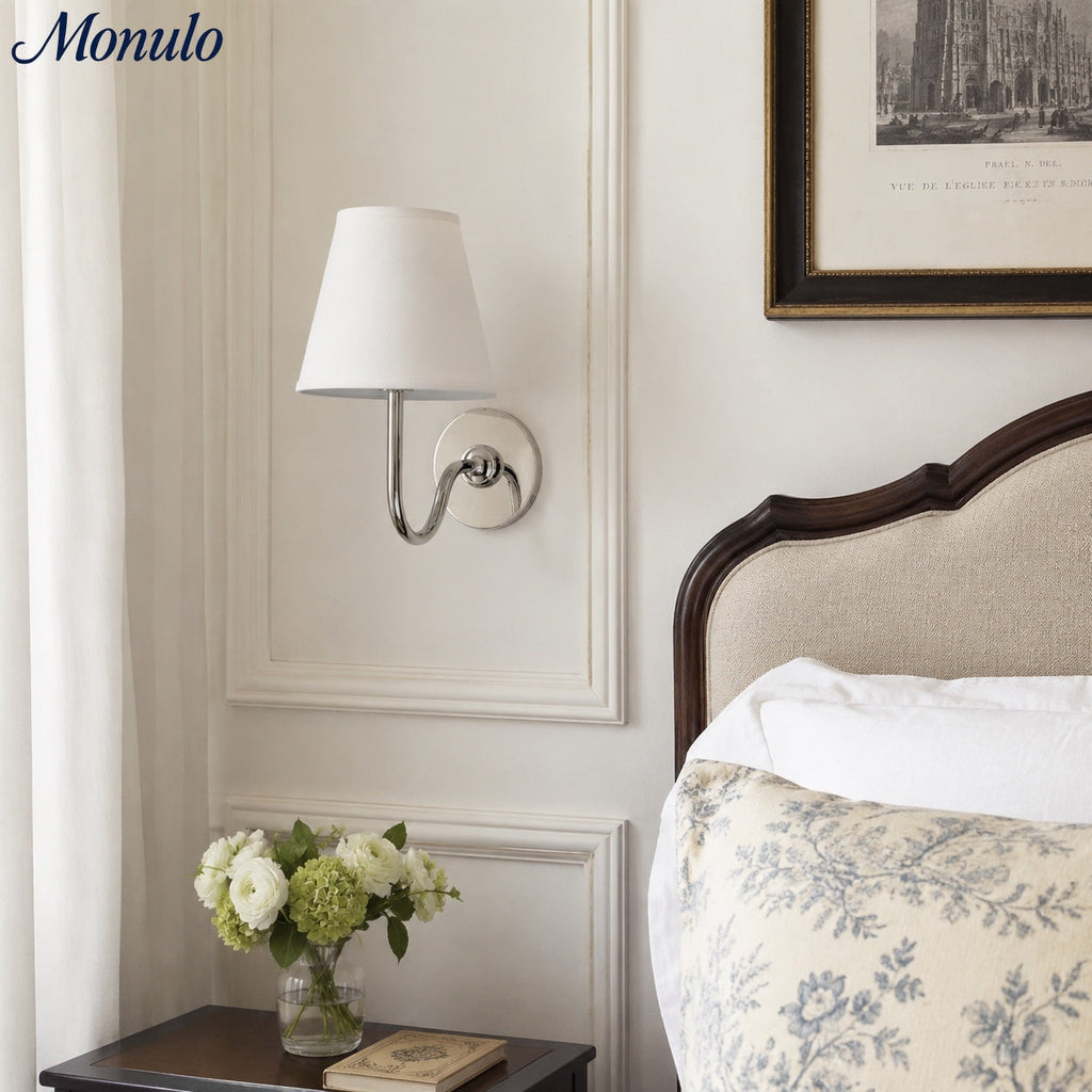Wall Lamp with Pleated Fabric Shade | Classic Lighting for Bedroom and Living Room - Lamylie