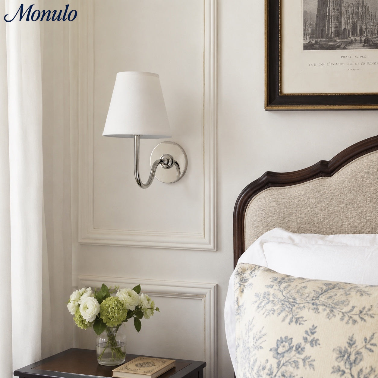 Wall Lamp with Pleated Fabric Shade | Classic Lighting for Bedroom and Living Room - Lamylie