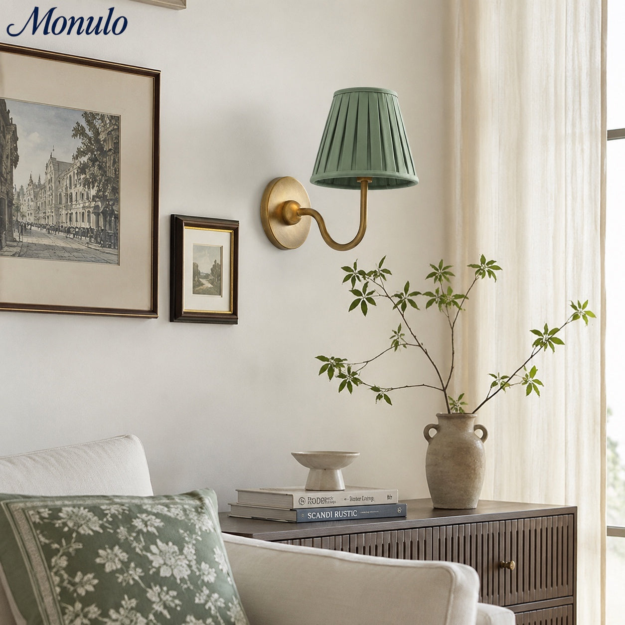 Wall Lamp with Pleated Fabric Shade | Classic Lighting for Bedroom and Living Room - Lamylie