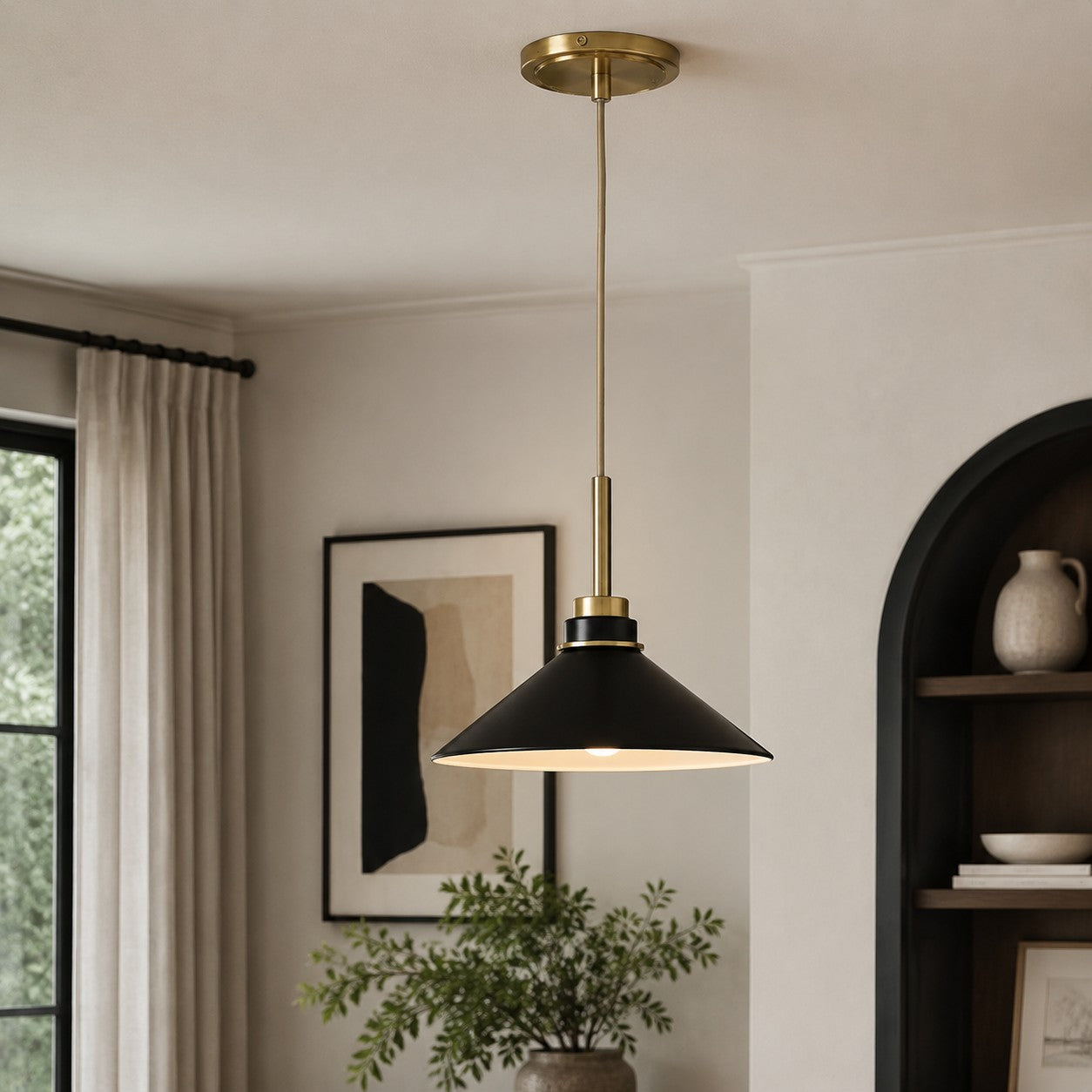 Cone-Shaped Pendant Lamp in Country Style - Dimmable - For Kitchen and Hall - Scandinavian Inspired - Modern Farmhouse Lighting - Lamylie