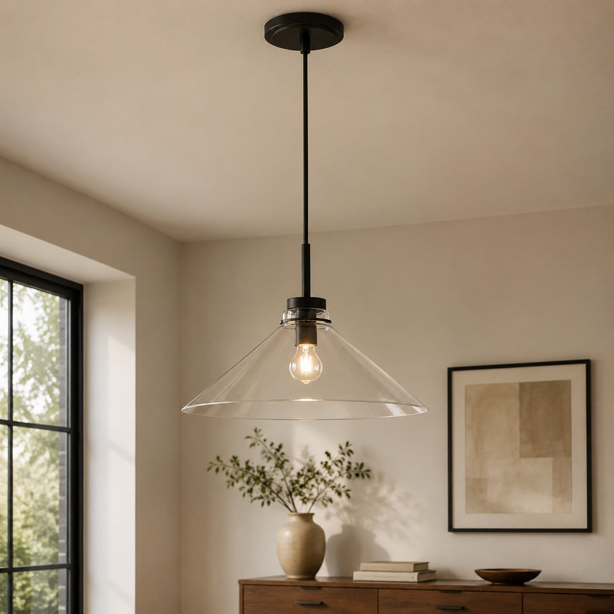 Cone-Shaped Pendant Lamp in Country Style - Dimmable - For Kitchen and Hall - Scandinavian Inspired - Modern Farmhouse Lighting - Lamylie