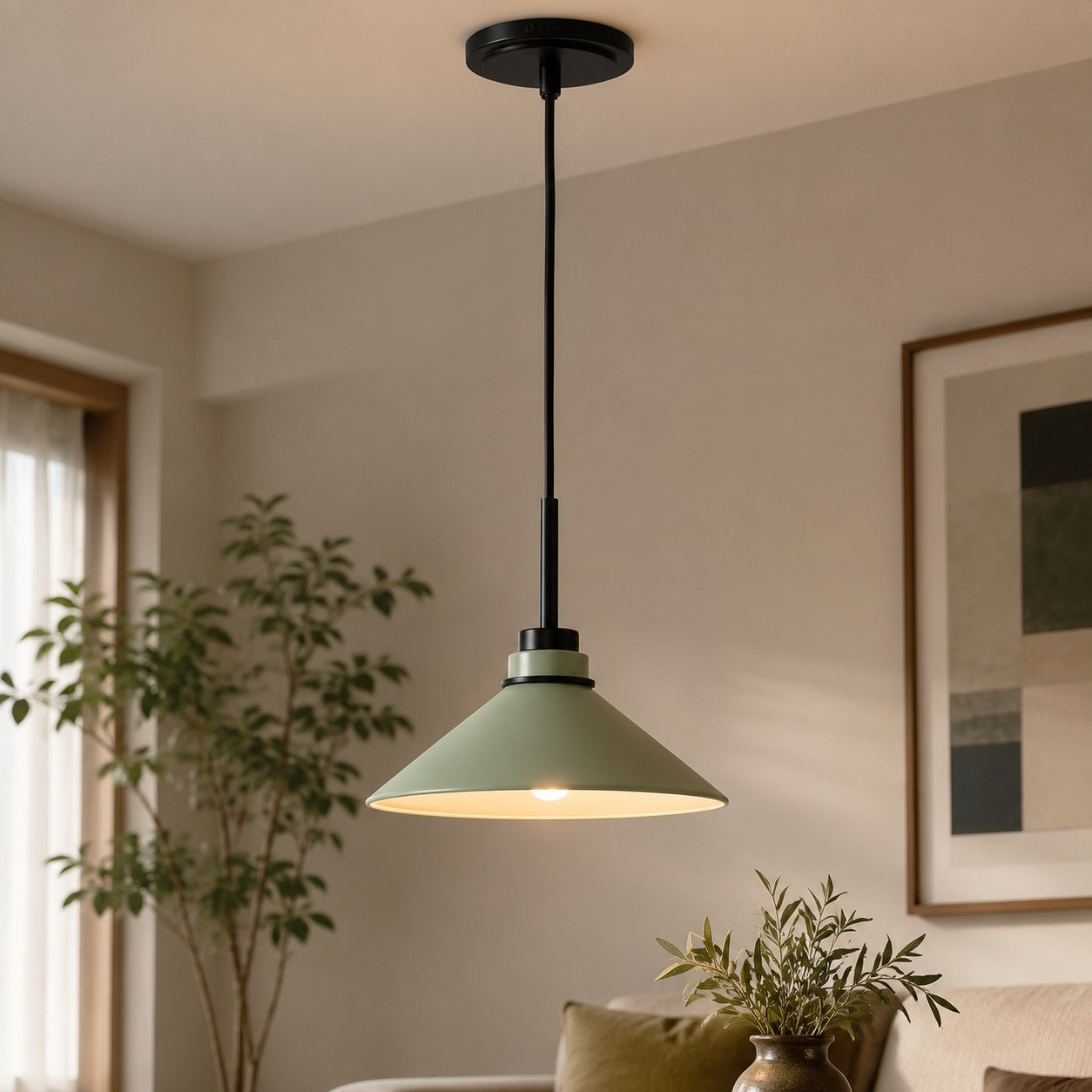 Cone-Shaped Pendant Lamp in Country Style - Dimmable - For Kitchen and Hall - Scandinavian Inspired - Modern Farmhouse Lighting - Lamylie
