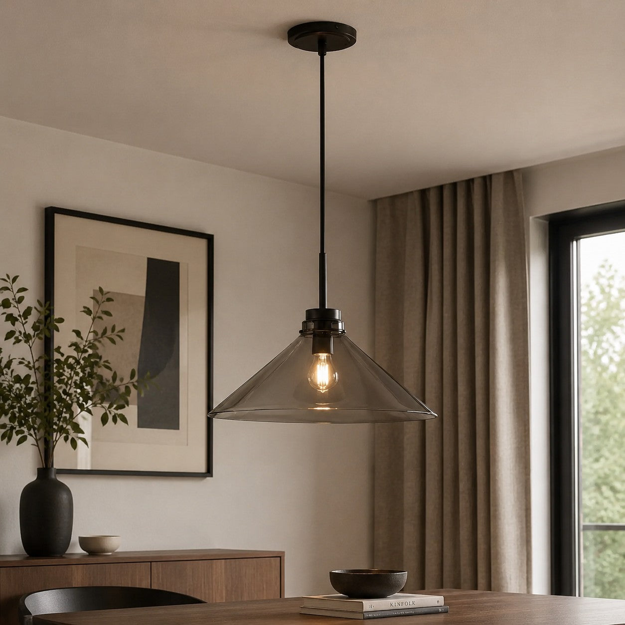 Cone-Shaped Pendant Lamp in Country Style - Dimmable - For Kitchen and Hall - Scandinavian Inspired - Modern Farmhouse Lighting - Lamylie