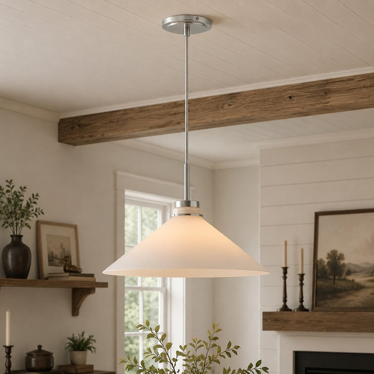 Cone-Shaped Pendant Lamp in Country Style - Dimmable - For Kitchen and Hall - Scandinavian Inspired - Modern Farmhouse Lighting - Lamylie