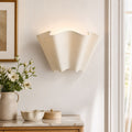 Wall Lamp with Scalloped Linen Shade Retro Design Classic Ambient Lighting for Living Room Bedroom Reading Corner - Lamylie