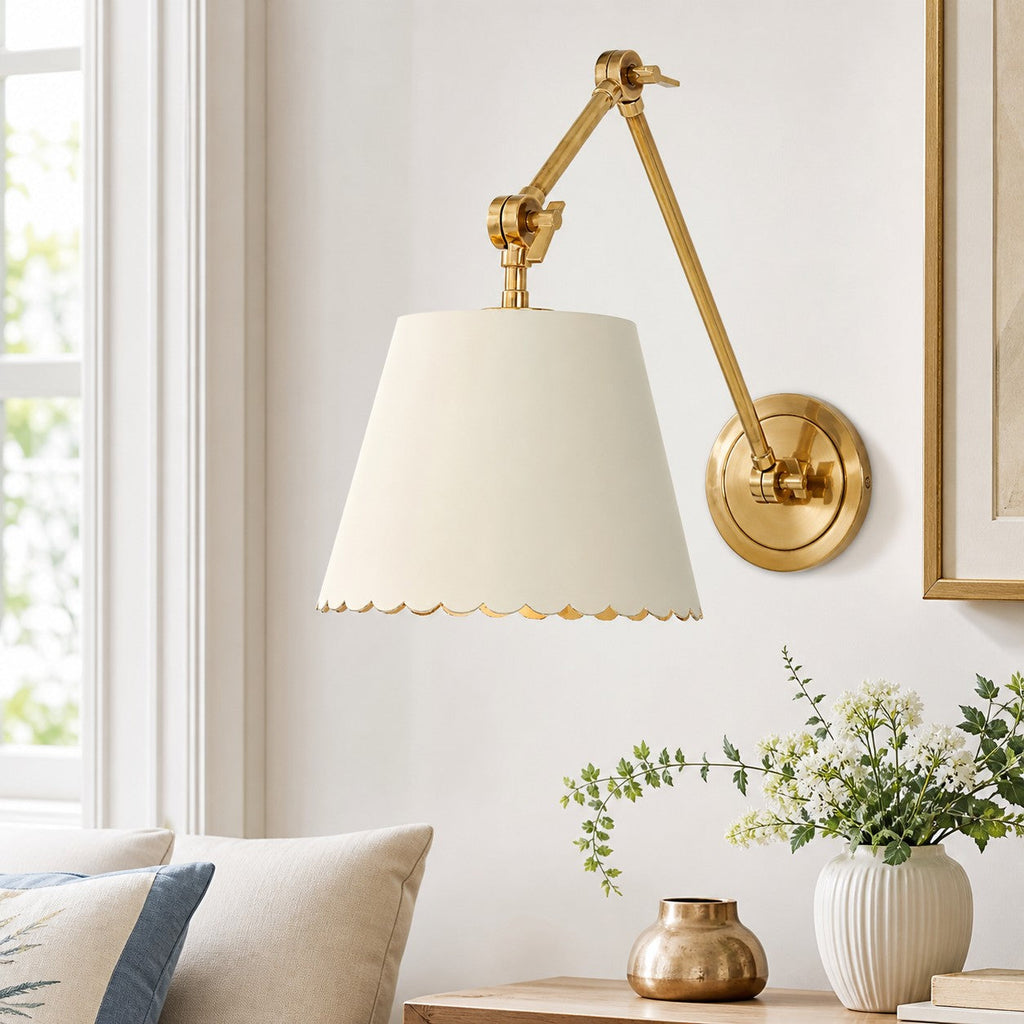 Wall Lamp with Scalloped Shade | Modern Rustic Lighting for Bedroom and Living Spaces - Lamylie